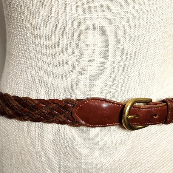 COACH Authentic Two-tone brown leather braided belt with gold hardware Coach Women main image 2